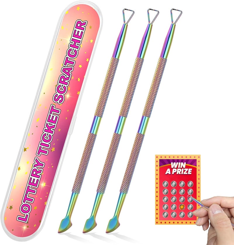 nitaru 3PCS Lottery Ticket Scratcher Tool, Metal Lottery Scratcher Tool, Lotto Scratcher Label Scraper for Lottery Ticket, Multi-Use Scraping Tool for Tickets Stickers Labels Films, Scratch Off Tool - Image 1